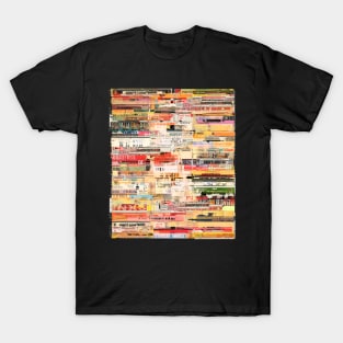 80s retro vintage music audio tapes mixed media collage art T-Shirt